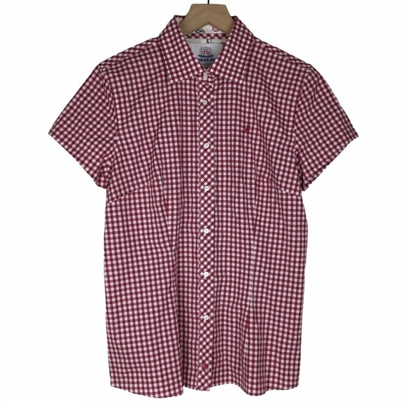 THOMAS DEAN Alabama Collegiate Shirt Button Up Gingham Embroidered Size Large - Picture 2 of 12